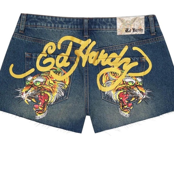 Ed Hardy Women's Blue Shorts Size L - Picture 2 of 11